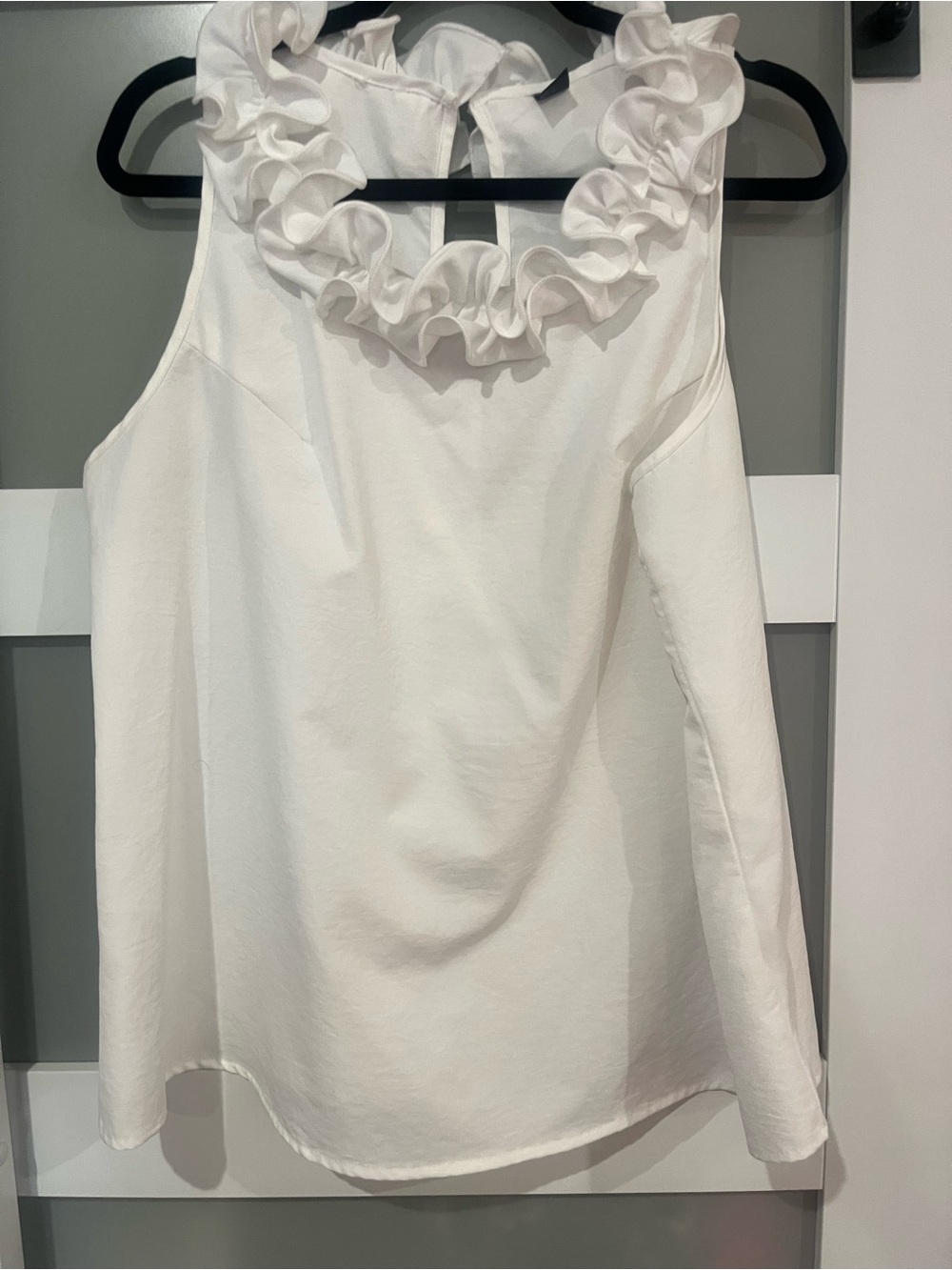 SHEIN White Ruffle Detail Sleeveless Blouse